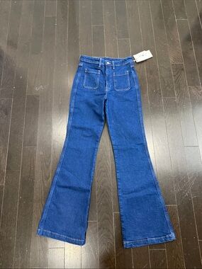 H&M Wide Leg Flare Jeans in Deep Blue